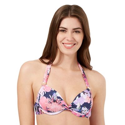 Reger by Janet Reger Navy floral underwired bikini top